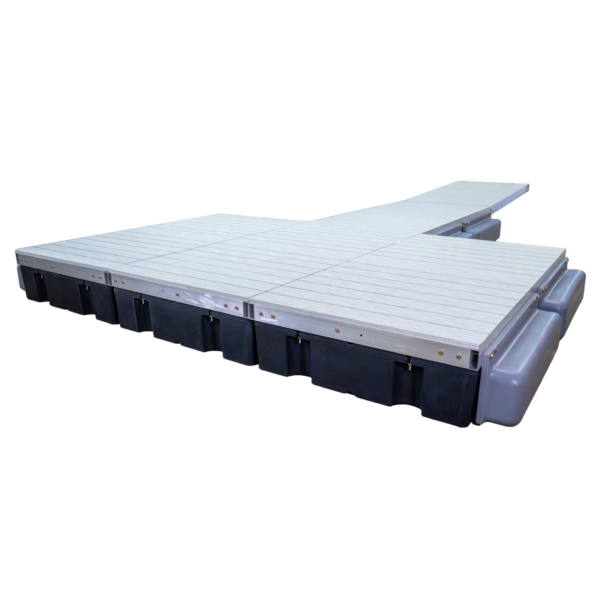 Patriot Docks 24' T-Shaped Low-Profile Premium Floating Dock with Gray Aluminum Decking